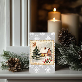 Cartão Natais vintages Carimbo de Algodão