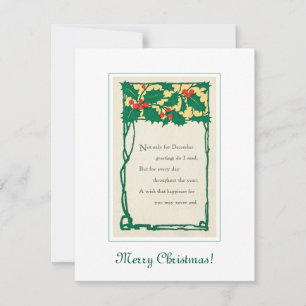 Cartão Natais vintages de Arte Retroativa Holly Branch