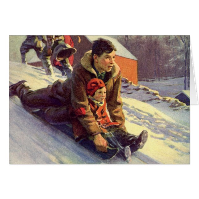 Cartão Natais vintages Obrigado (Frente horizontal)