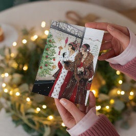 Cartão Natais vintages retrorreflectores de arte cega