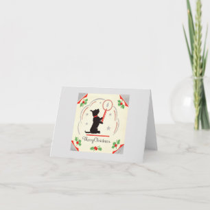 Cartão natais vintages Scottie Dog com Vela