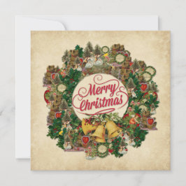 Cartão Natais vintages Wreath (Feliz Natal)