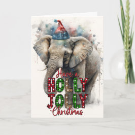 Cartão Natal Alegre e Feliz Carta do Elefante Papai Noel