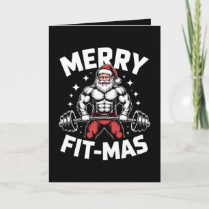 Cartão Natal Alegre Fitness Papai Noel Levantamento de Pe