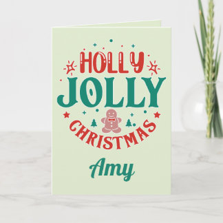Cartão Natal Alegre Holly Jolly Homemem de Biscoito Cute