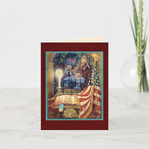 Cartão Natal Americano Cristão Patriótico