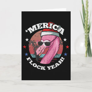 Cartão Natal Americano Em Julho Flamingo Legal Verão Tróp