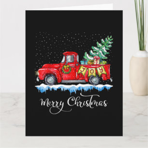 Cartão Natal Antigo Caminhão Vermelho Feliz Natal Vintage