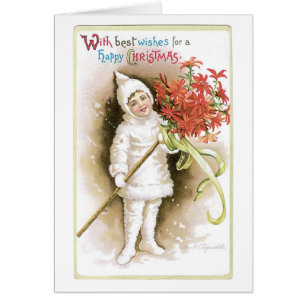 Cartão Natal antigo, Menina