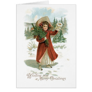 Cartão Natal antigo, Menina