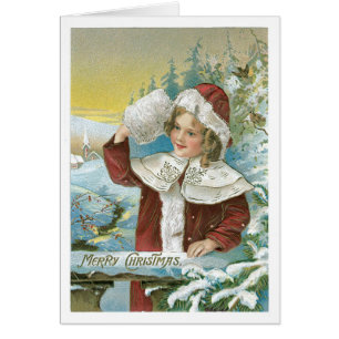 Cartão Natal antigo, Menina