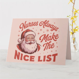 Cartão Natal Antigo Papai Noel Enfermeiras Fazem a Lista 