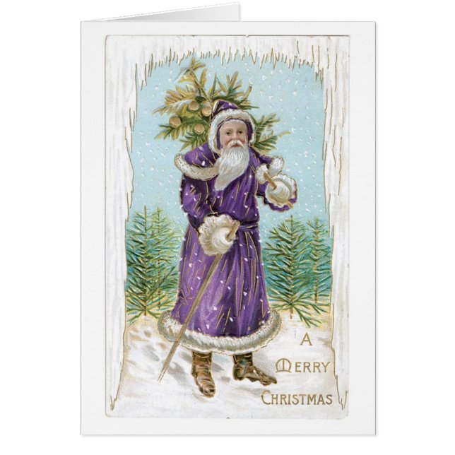 Cartão Natal antigo, Papais noeis (Frente)