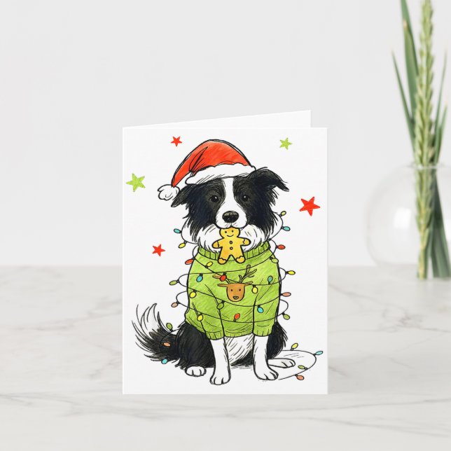 Cartão Natal Border Collie Natal Border Collie Cão Mãe (Frente)