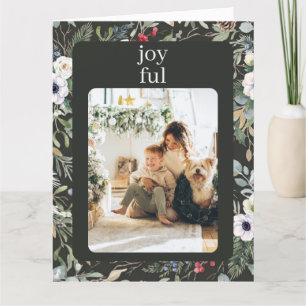Cartão Natal Botânico Alegre Foto Personalizada
