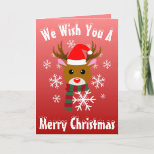 Cartão Natal Branco Rudolph Rudolph, Rena Nosada Vermelha