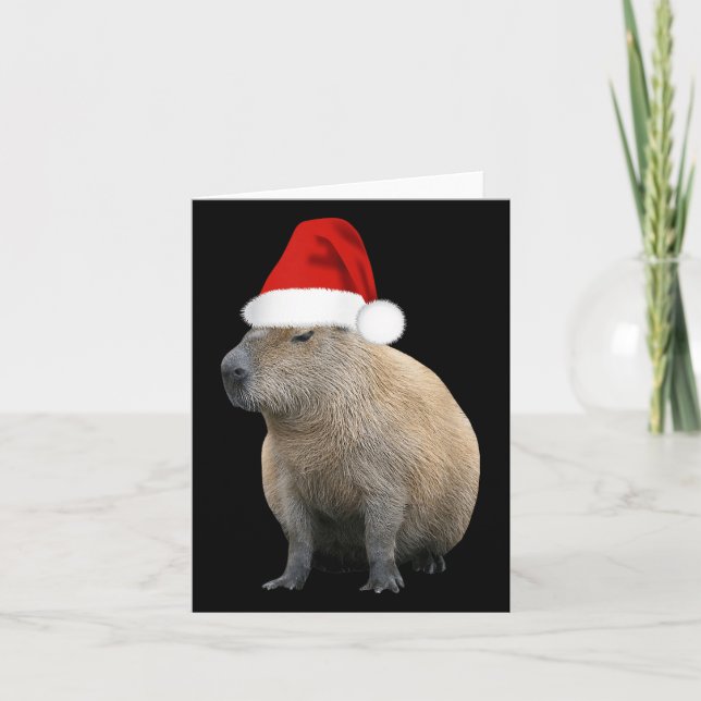 Cartão Natal Capybara Santa Hat (Frente)