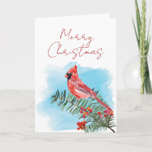 Cartão Natal Cardeal Rustic Watercolor
