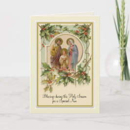 Cartão Natal Catolico Vintage Jesus Sagrada Família Freir