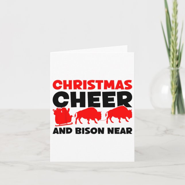 Cartão Natal Cheer E Bison Perto - Bison Buffalo Xma (Frente)
