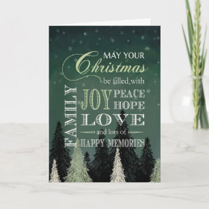 Cartão Natal Cheio de Joy Peace Hope Love Family