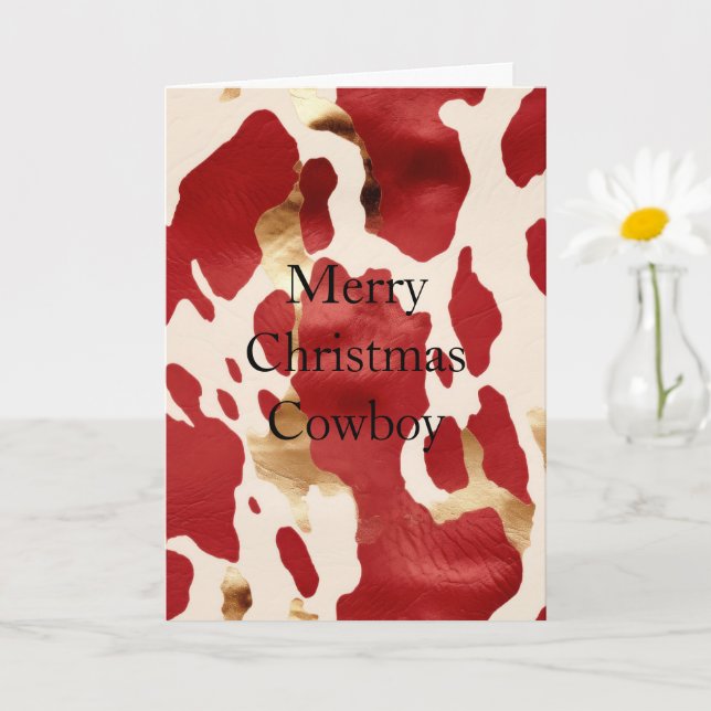 Cartão Natal com Estampa de Vaca Ocidental Vermelho Doura (Planta pequena)