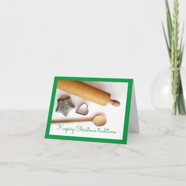 Cartão Natal com ferramentas de cozinha de panificação de (Frente)