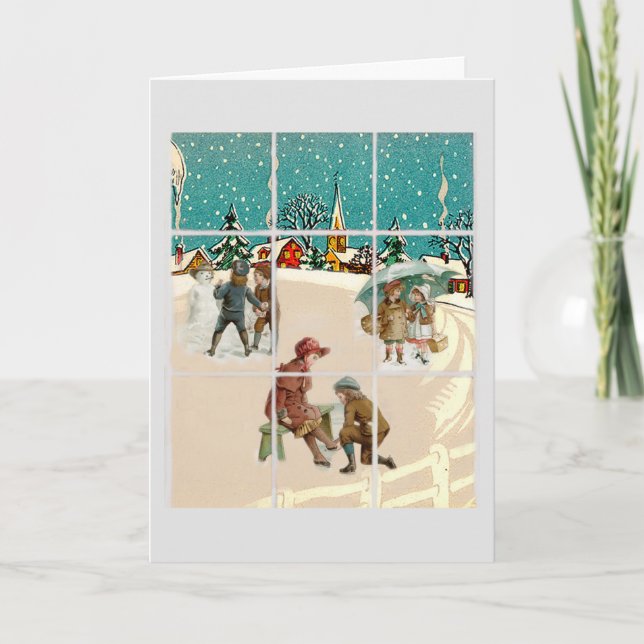 Cartão Natal com o Sentido Vintage (Frente)