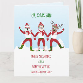 Cartão Natal com Papai Noel, Rudolph, Urso Polar