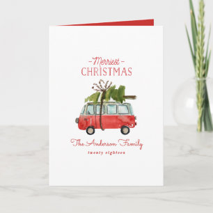 Cartão natal com...vintage watercolor van