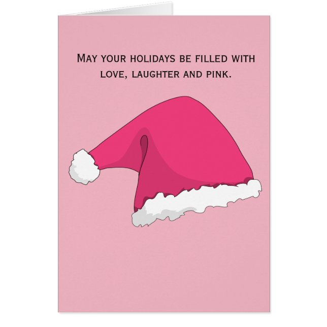 Cartão Natal cor-de-rosa (Frente)