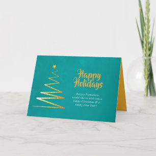 Cartão Natal Corporativo da Moda em Teal e Dourado