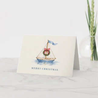 Cartão Natal Costa Sailing Watercolor Feriado