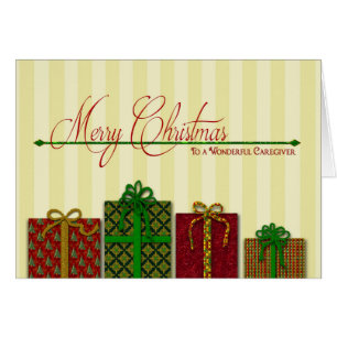 Cartão Natal, cuidador, presentes do ornamentado