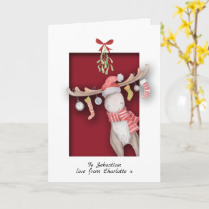 Cartão Natal Cute Moose Com Visgo
