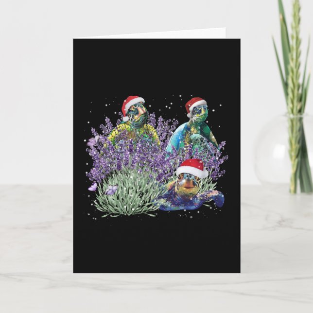 Cartão Natal da Camisa de Natal da Lavanda de Tartaruga N (Frente)
