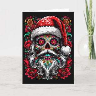 Cartão Natal da Caveira do México do Papai Noel