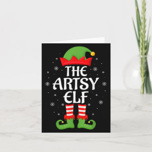 Cartão Natal da Família Artsy Elf Xmas que Corresponde ao