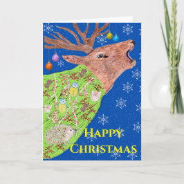 Cartão Natal da Natureza dos Cervos