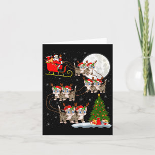 Cartão Natal das Mulheres Gatos Papai Noel Trenó Voador D