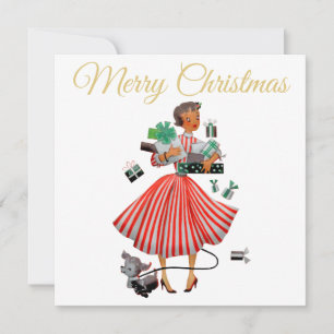 Cartão Natal de 1950 Senhora Vintage 