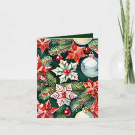 Cartão Natal de Artesanato e Foto do Ornamento Vermelho e