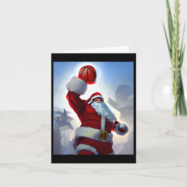 Cartão Natal De Basquete Papai Noel Dunking Para Homens A (Frente)