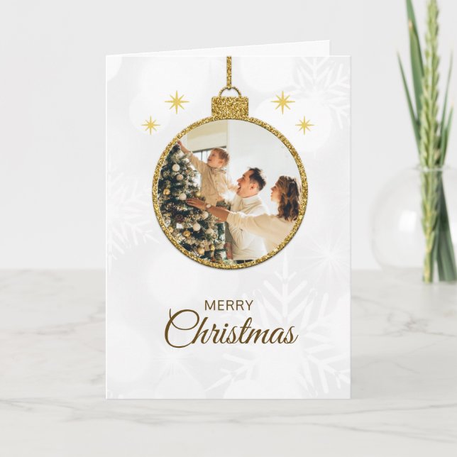 Cartão Natal de Enfeites de natal brilhante (Frente)