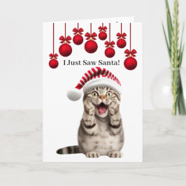 Cartão Natal de Gato de Natal de Férias Fresco