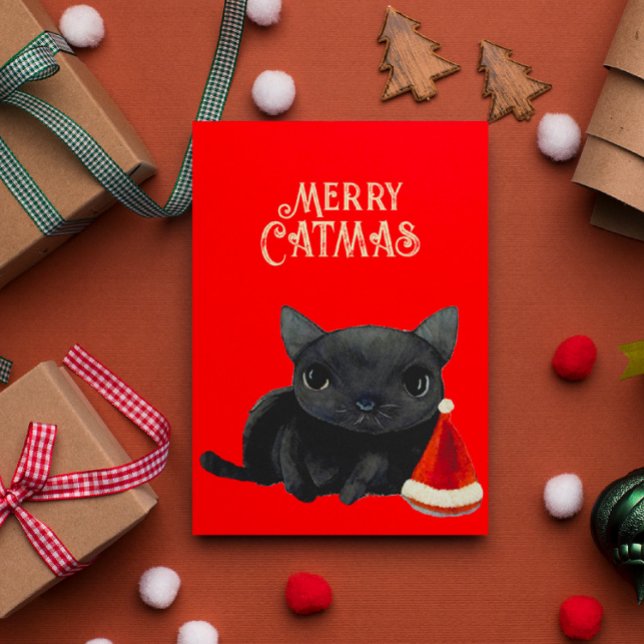 Cartão Natal de Gato Negro (Criador carregado)