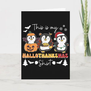 Cartão Natal de Pinguim de Halloween Isto É o Meu Halloth