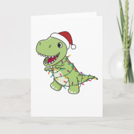 Cartão Natal Dinossauro Neve Inverno T-Rex Dino