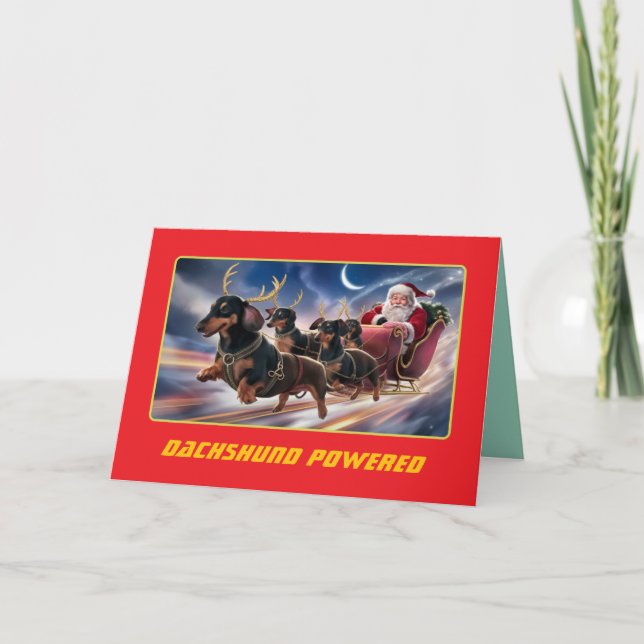 Cartão Natal Divertido com Dachshund (Frente)