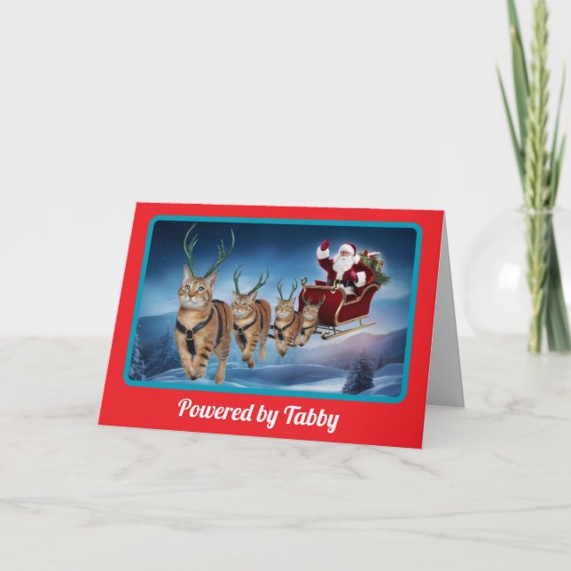 Cartão Natal divertido de renasuras gatos malhados (Frente)